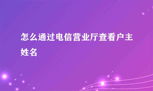 怎么通过电信营业厅查看户主姓名