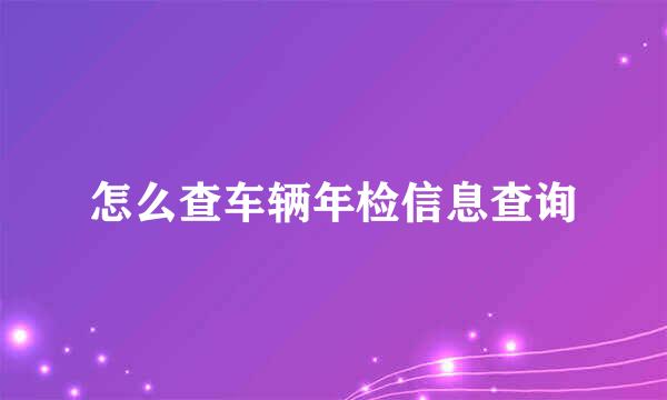 怎么查车辆年检信息查询