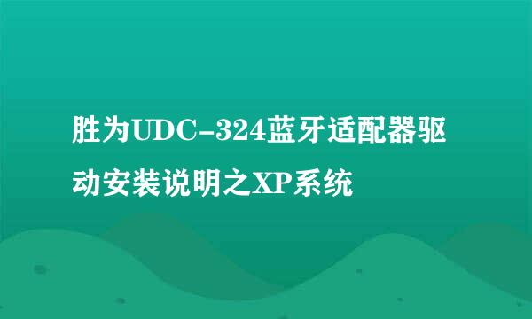 胜为UDC-324蓝牙适配器驱动安装说明之XP系统