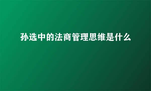 孙选中的法商管理思维是什么