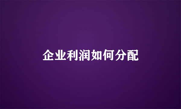 企业利润如何分配