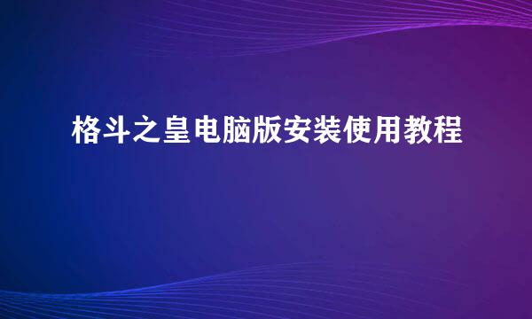 格斗之皇电脑版安装使用教程