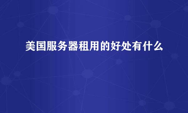 美国服务器租用的好处有什么