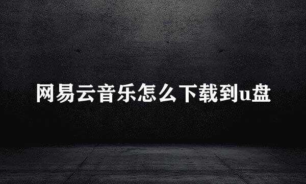 网易云音乐怎么下载到u盘