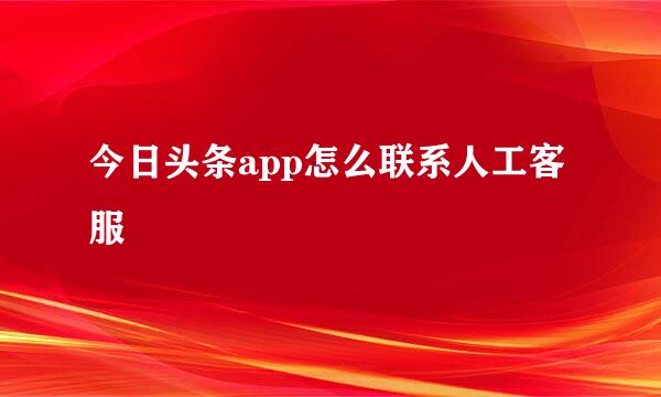 今日头条app怎么联系人工客服