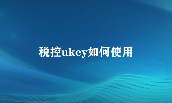 税控ukey如何使用