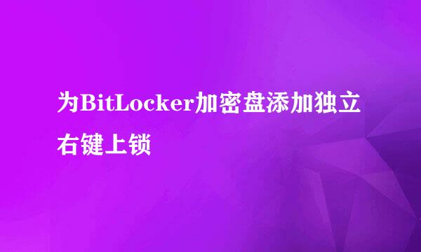 为BitLocker加密盘添加独立右键上锁