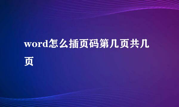word怎么插页码第几页共几页