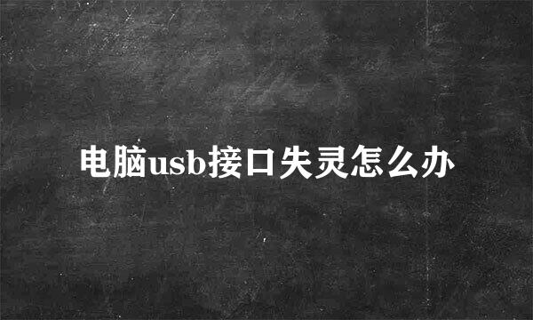 电脑usb接口失灵怎么办
