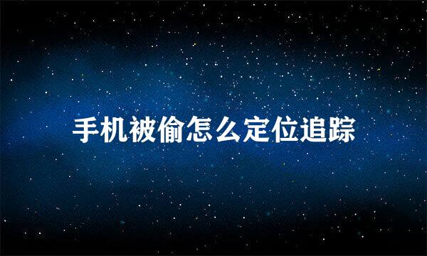 手机被偷怎么定位追踪