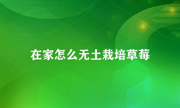 在家怎么无土栽培草莓