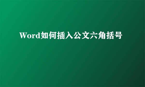 Word如何插入公文六角括号