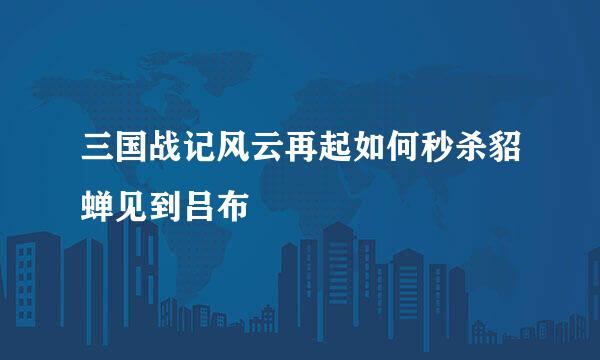 三国战记风云再起如何秒杀貂蝉见到吕布