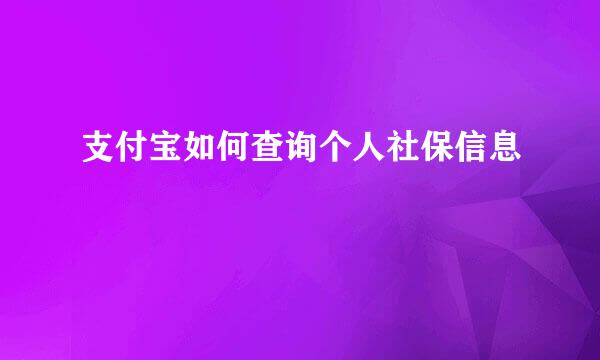 支付宝如何查询个人社保信息