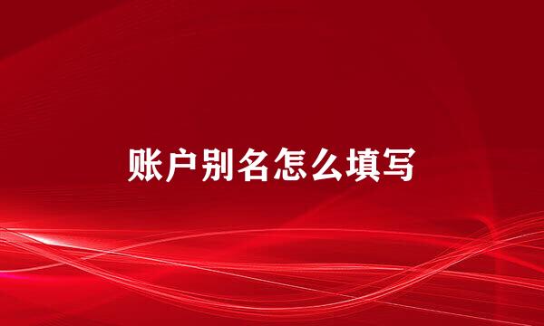 账户别名怎么填写