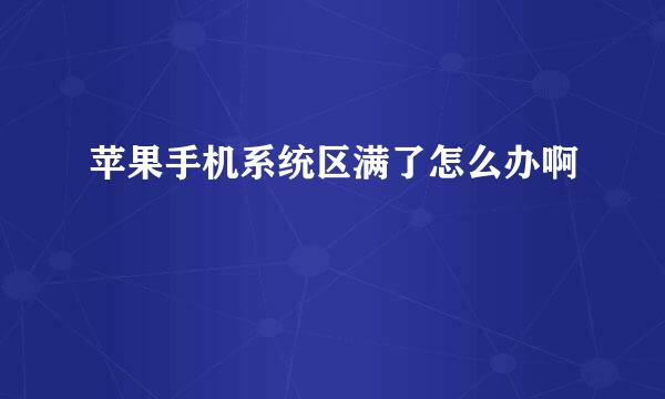 苹果手机系统区满了怎么办啊