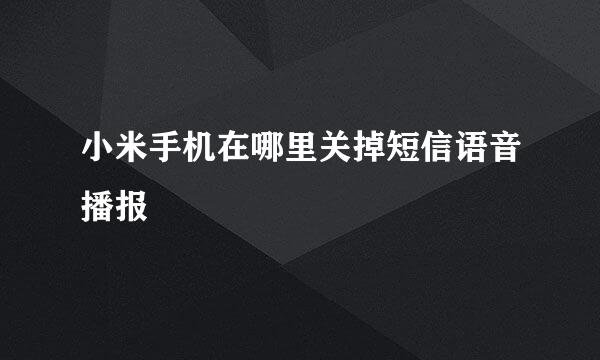 小米手机在哪里关掉短信语音播报