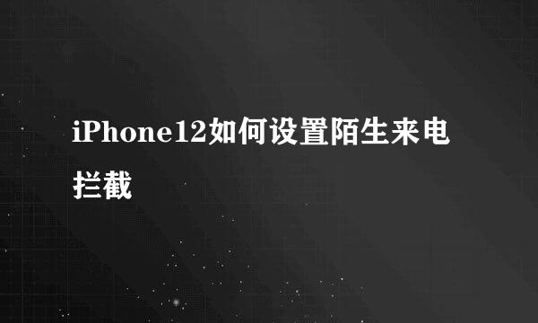iPhone12如何设置陌生来电拦截