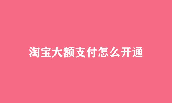 淘宝大额支付怎么开通