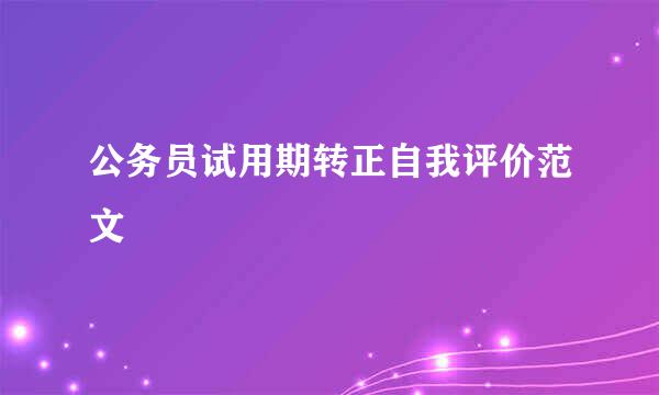 公务员试用期转正自我评价范文
