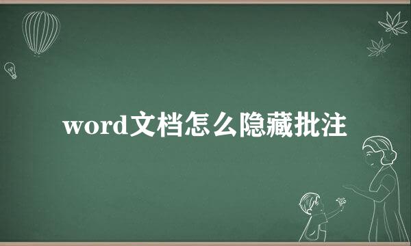 word文档怎么隐藏批注