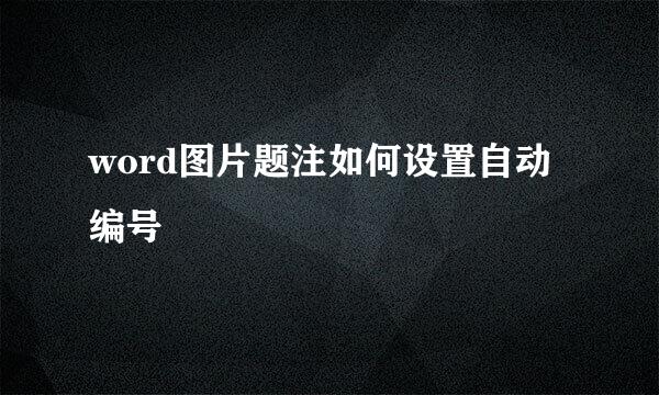 word图片题注如何设置自动编号