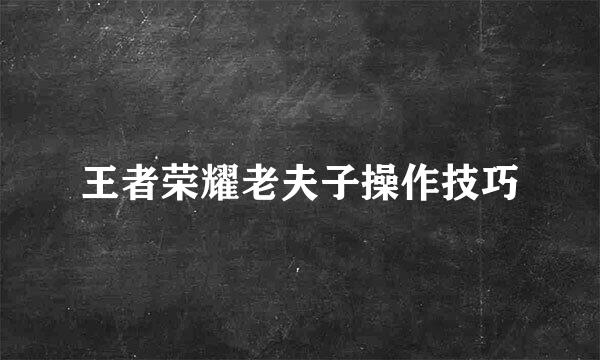 王者荣耀老夫子操作技巧