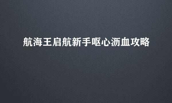 航海王启航新手呕心沥血攻略