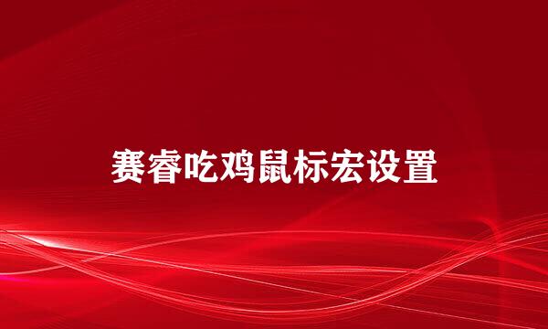赛睿吃鸡鼠标宏设置