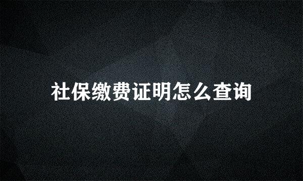 社保缴费证明怎么查询
