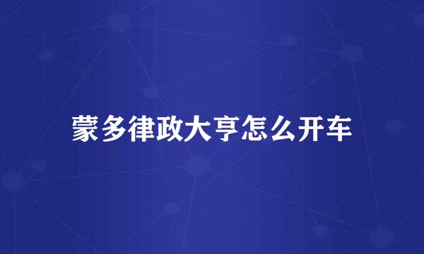 蒙多律政大亨怎么开车