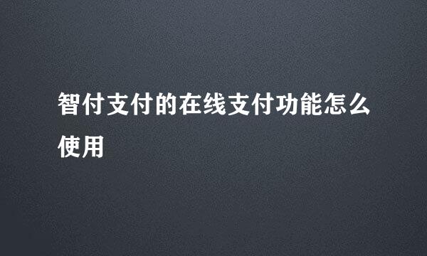 智付支付的在线支付功能怎么使用