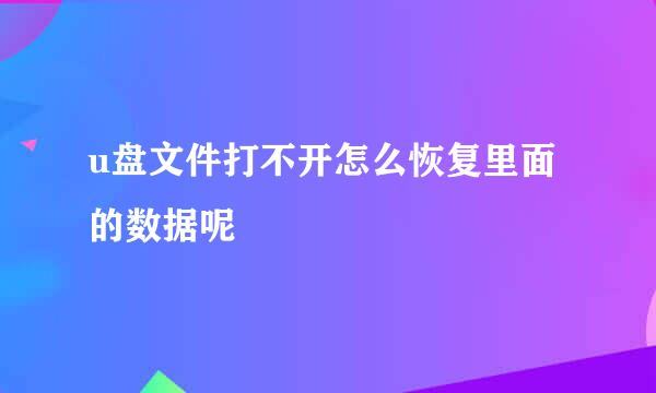 u盘文件打不开怎么恢复里面的数据呢