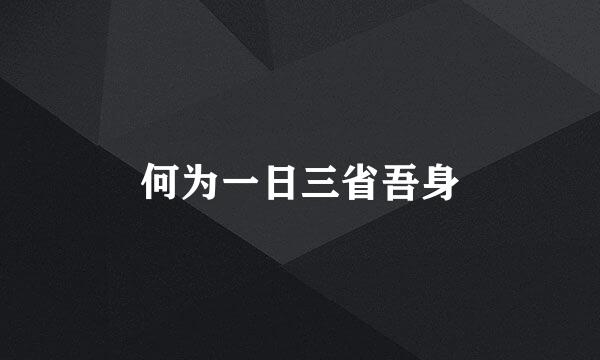 何为一日三省吾身