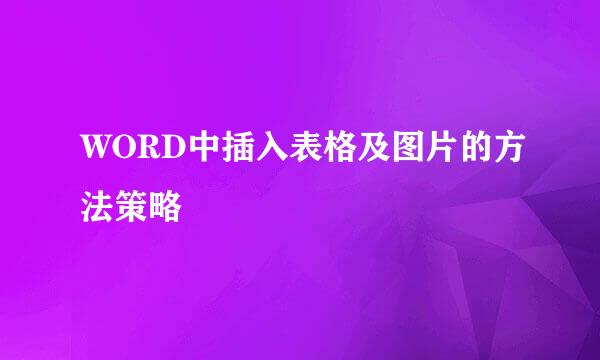 WORD中插入表格及图片的方法策略