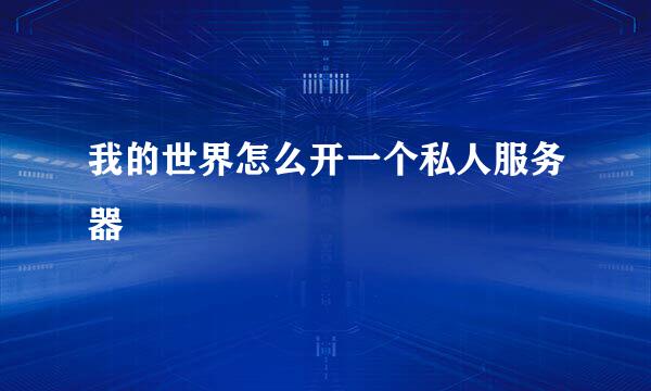 我的世界怎么开一个私人服务器