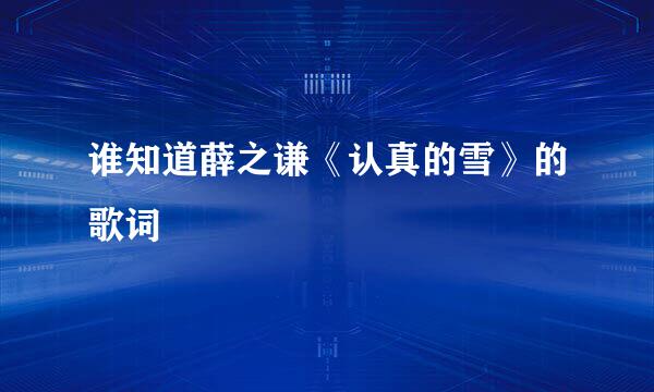 谁知道薛之谦《认真的雪》的歌词