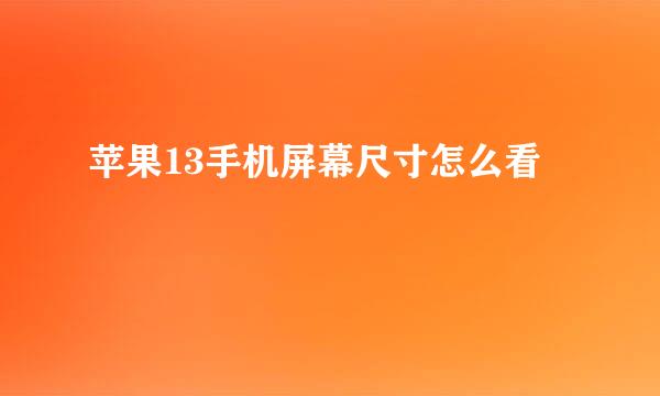 苹果13手机屏幕尺寸怎么看