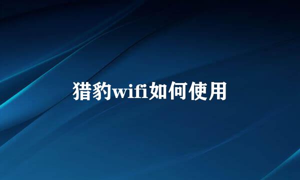 猎豹wifi如何使用