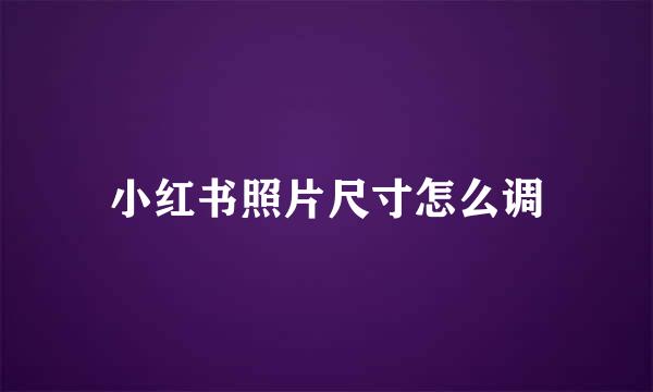 小红书照片尺寸怎么调