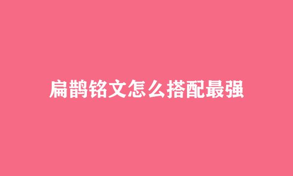 扁鹊铭文怎么搭配最强