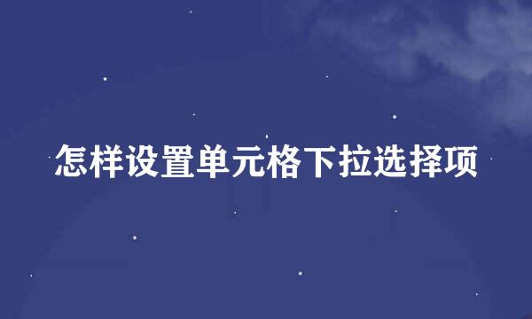 怎样设置单元格下拉选择项