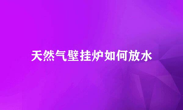 天然气壁挂炉如何放水