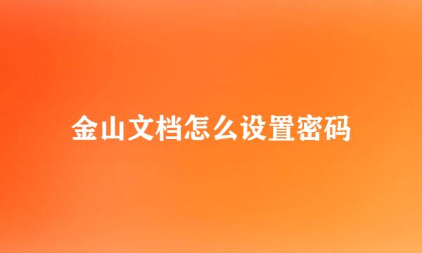 金山文档怎么设置密码