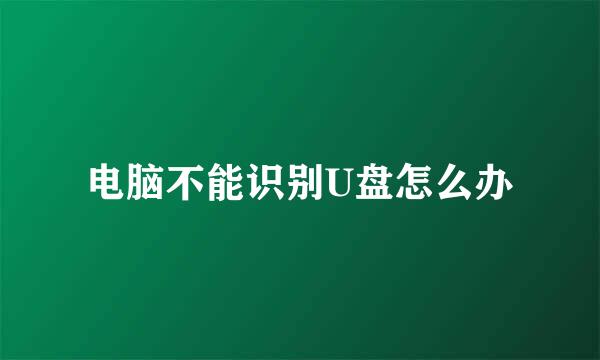 电脑不能识别U盘怎么办