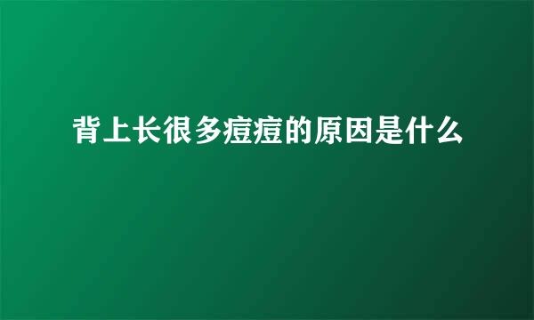 背上长很多痘痘的原因是什么