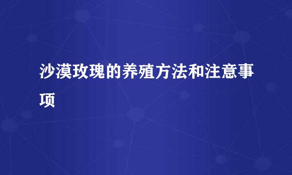 沙漠玫瑰的养殖方法和注意事项