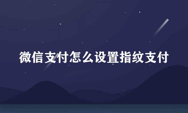 微信支付怎么设置指纹支付