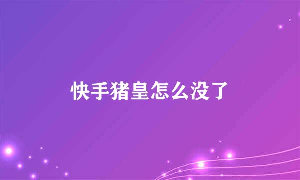 快手猪皇怎么没了