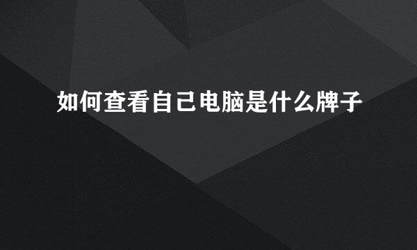 如何查看自己电脑是什么牌子
